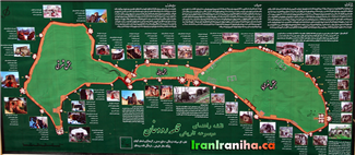  نقشه‌ی  راهنمای  قلعه  که  در  مقابل  در  ورودی  در  بخش  مرکزی  قلعه  نصب‌شده  است. 